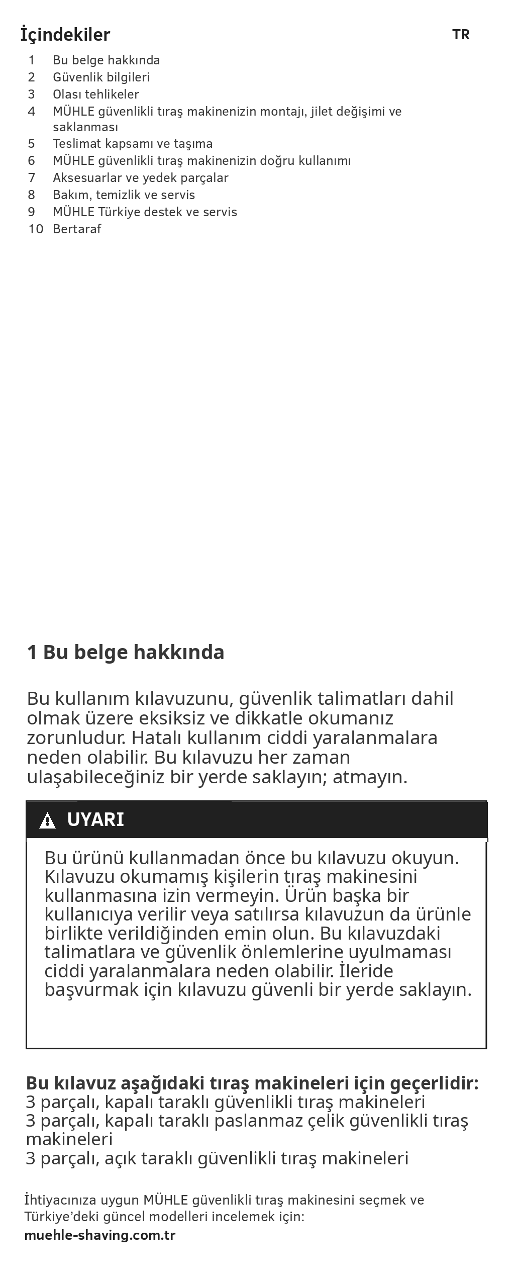 MÜHLE 3 parçalı güvenlikli tıraş makinesi kullanım kılavuzu - sayfa 3