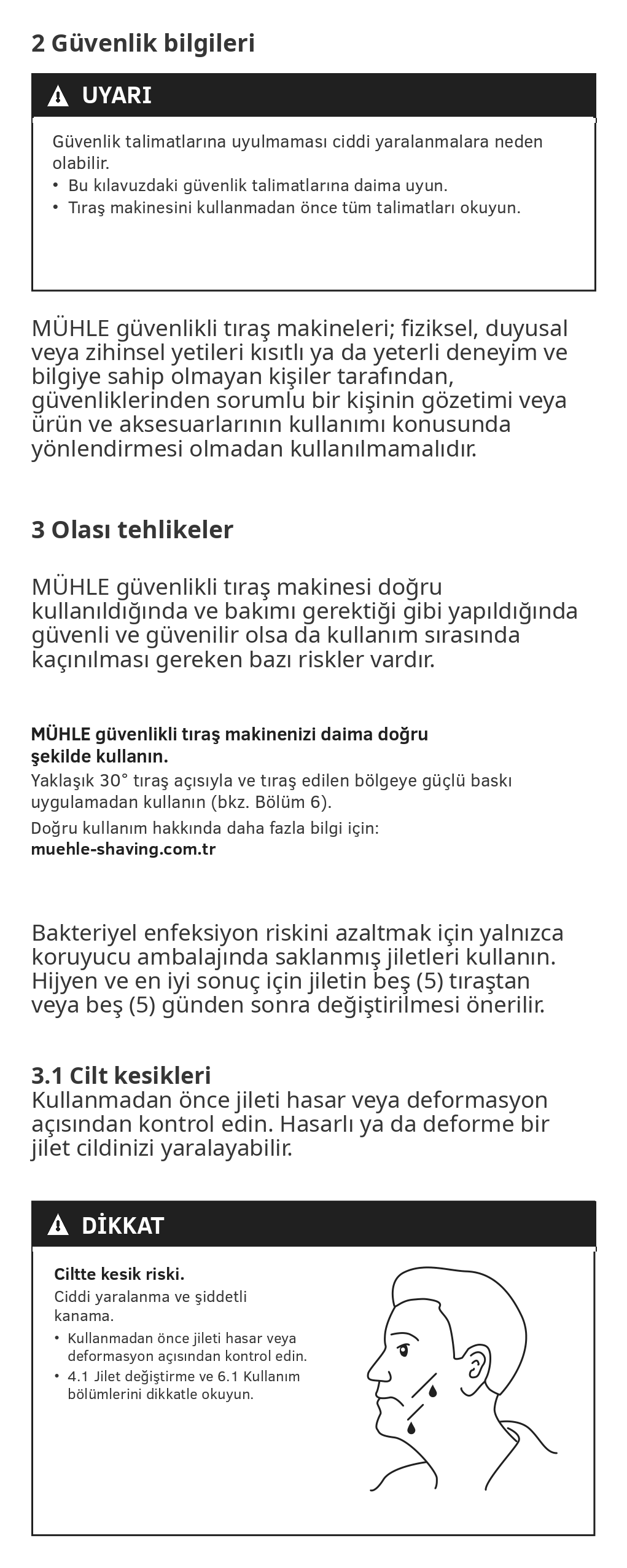 MÜHLE 3 parçalı güvenlikli tıraş makinesi kullanım kılavuzu - sayfa 5