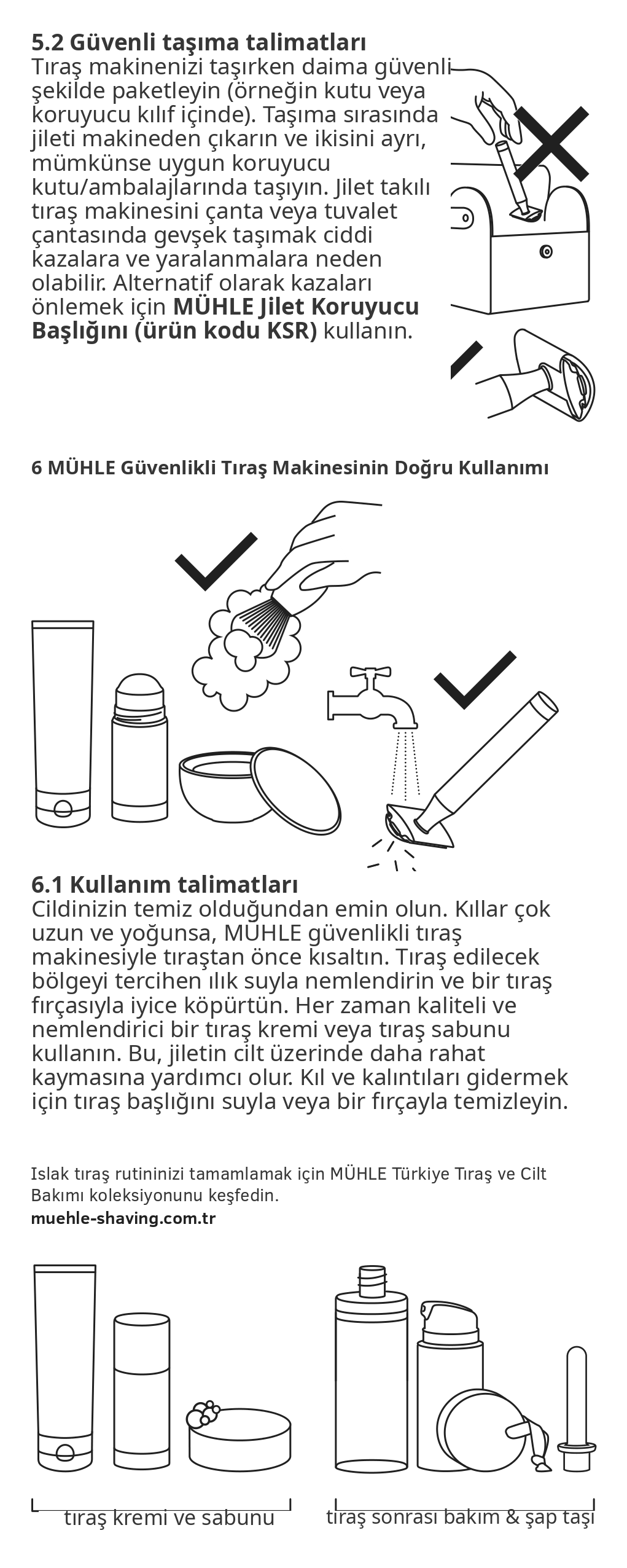 MÜHLE 3 parçalı güvenlikli tıraş makinesi kullanım kılavuzu - sayfa 10