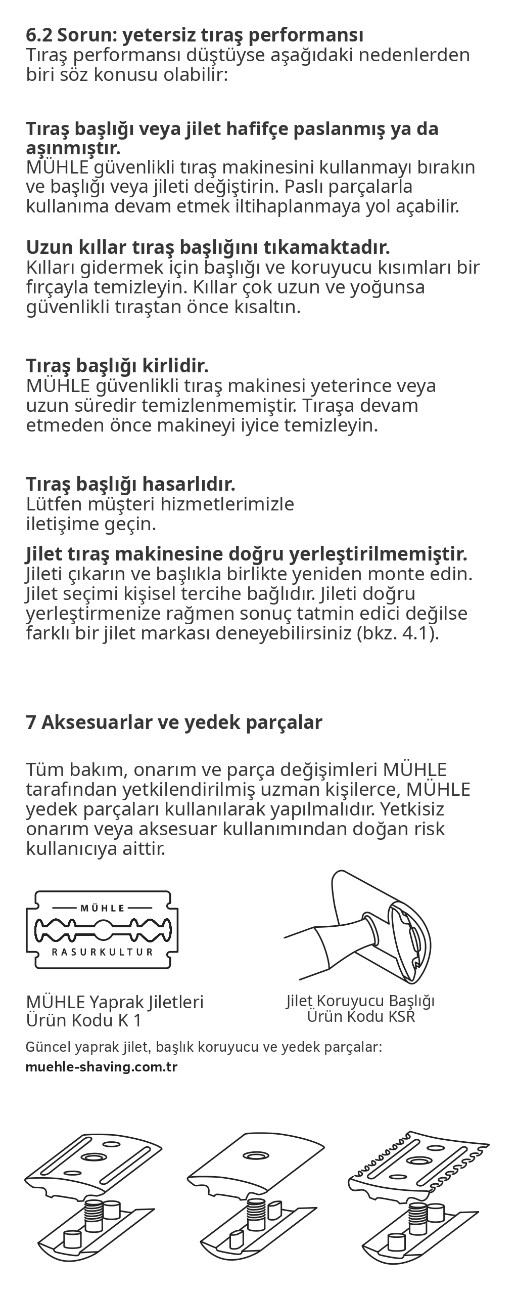 MÜHLE 3 parçalı güvenlikli tıraş makinesi kullanım kılavuzu - sayfa 12