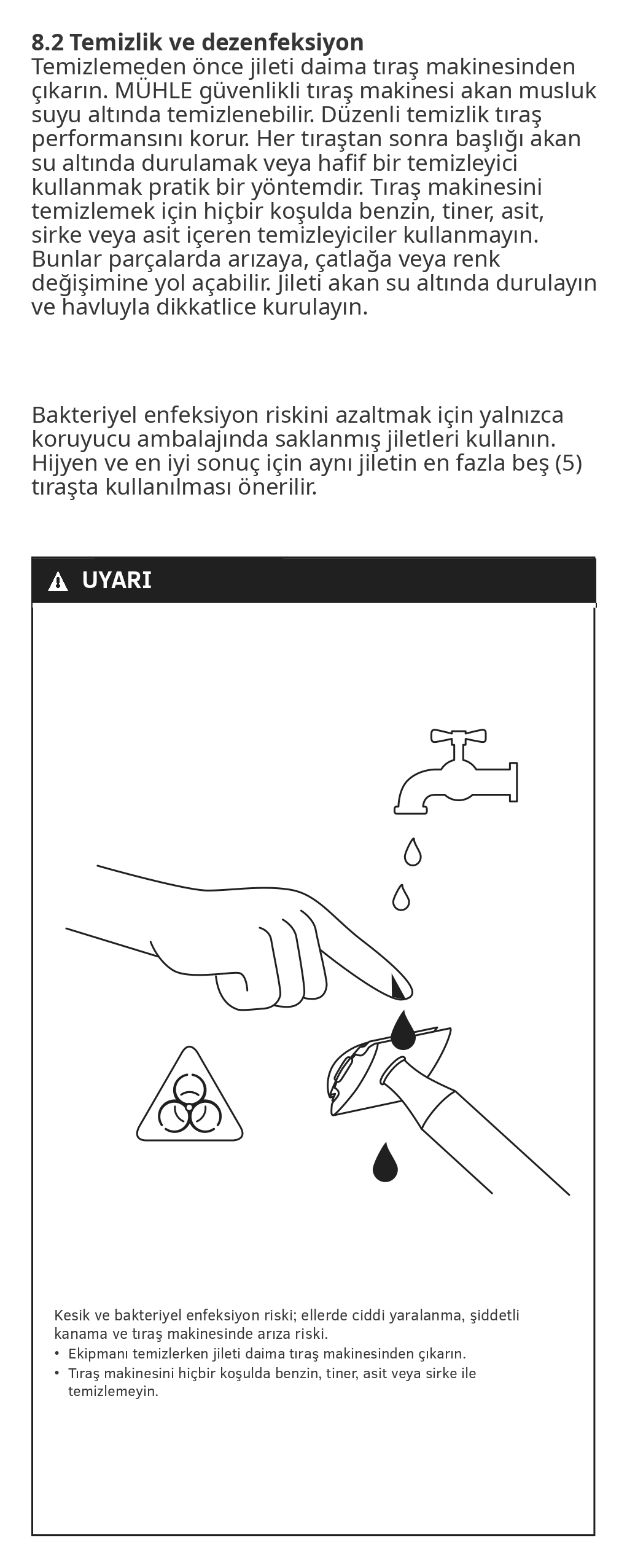 MÜHLE 3 parçalı güvenlikli tıraş makinesi kullanım kılavuzu - sayfa 14