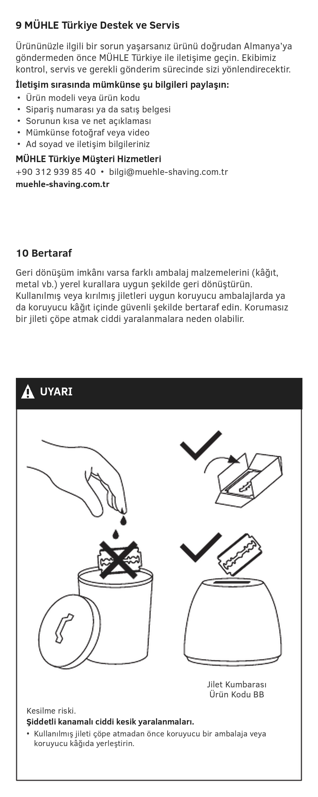 MÜHLE 3 parçalı güvenlikli tıraş makinesi kullanım kılavuzu - sayfa 15