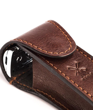 Jiletli tıraş makinesi için deri seyahat çantası - kahverengi - Mühle Tıraş Kültürü